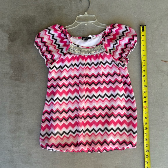 George Pink and White Zigzag Blouse with Sequins - Picture 1 of 2